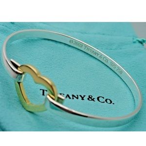 Tiffany & Co 18k Gold & Silver Heart Hook Bracelet